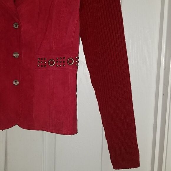 AMI Red leather jacket Sz S NWOT - Picture 3 of 5